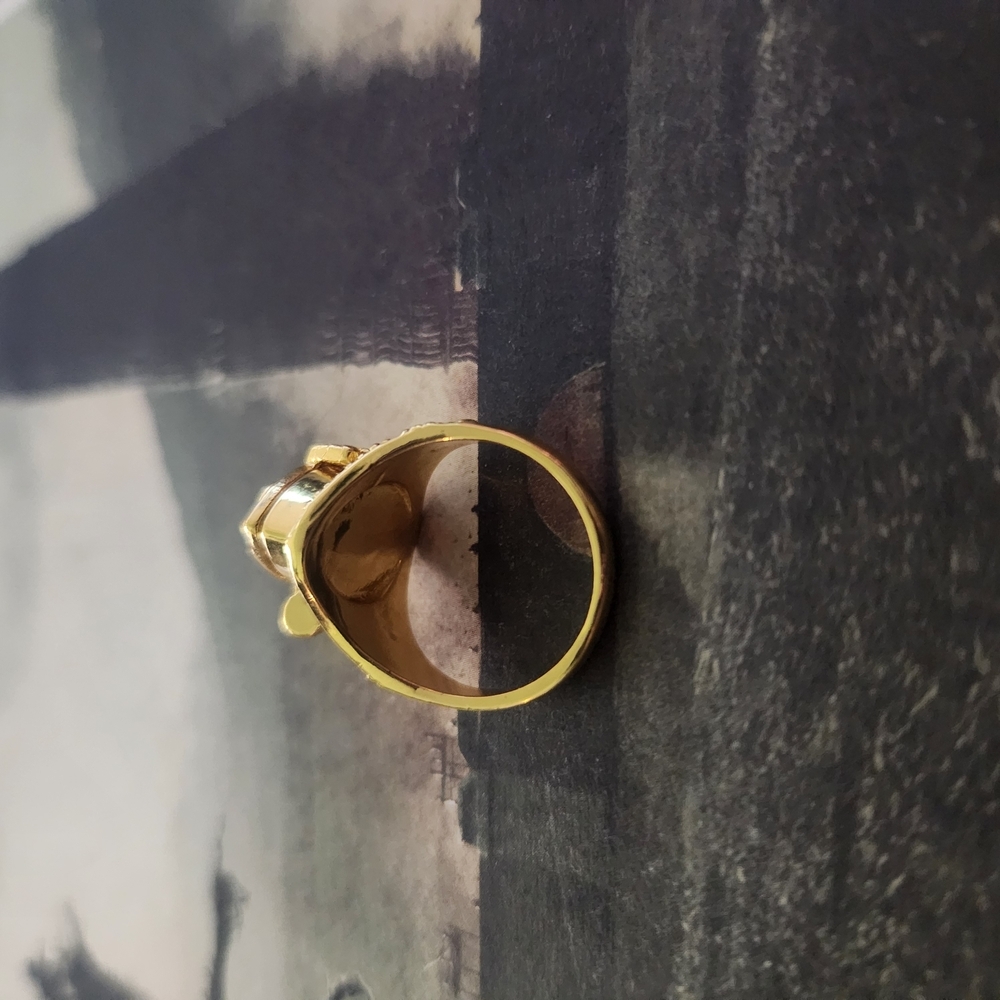 Gold Poison Ring with Orange Gemstone Size 7 - Picture 11 of 15